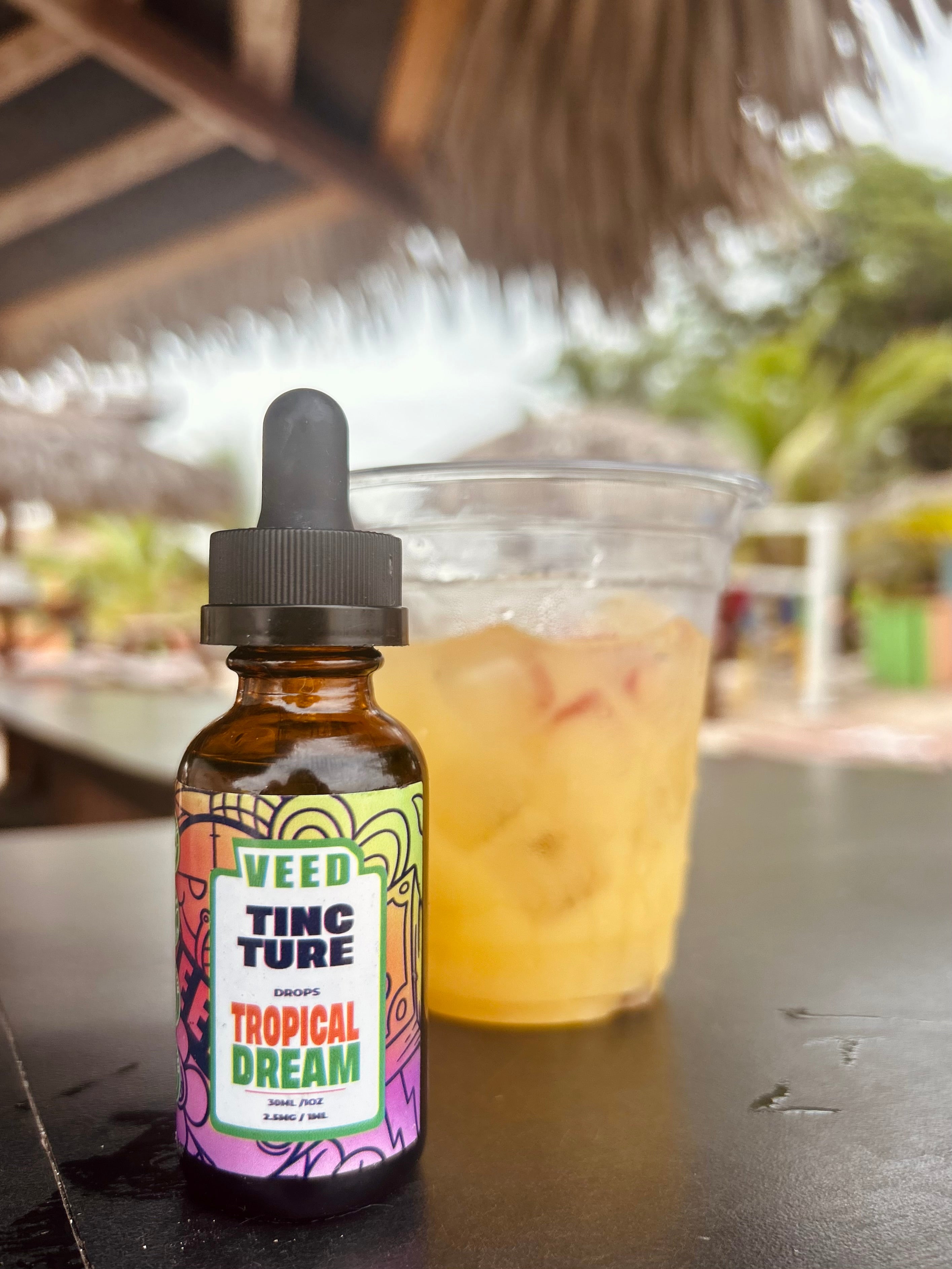 VEED Labs THC enhancer in outdoor setting – portable THC beverage option for on-the-go use