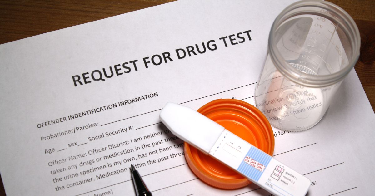 Paper representing a drug test request form