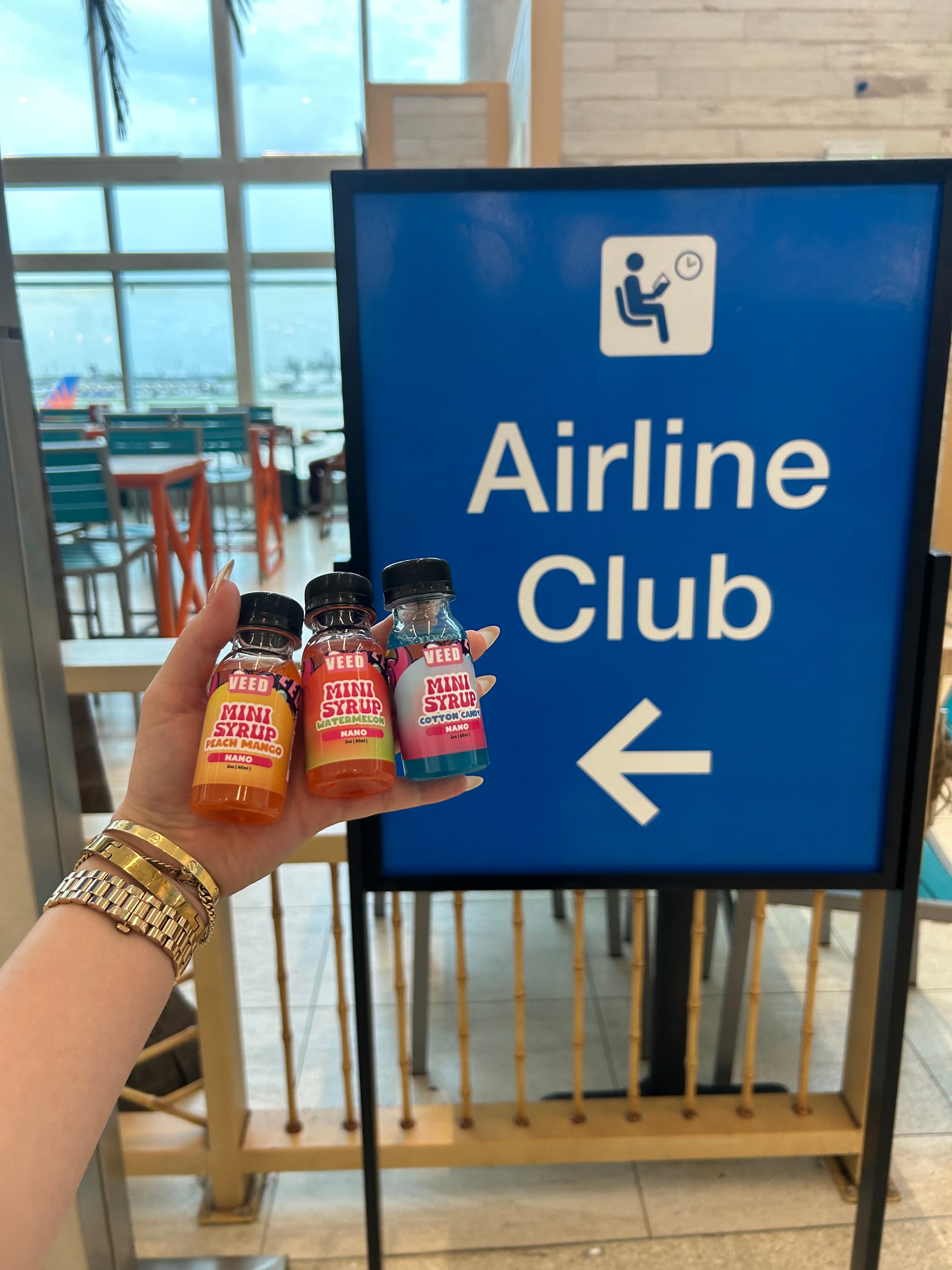 VEED mini THC syrups at the airport: representing traveling with THC products
