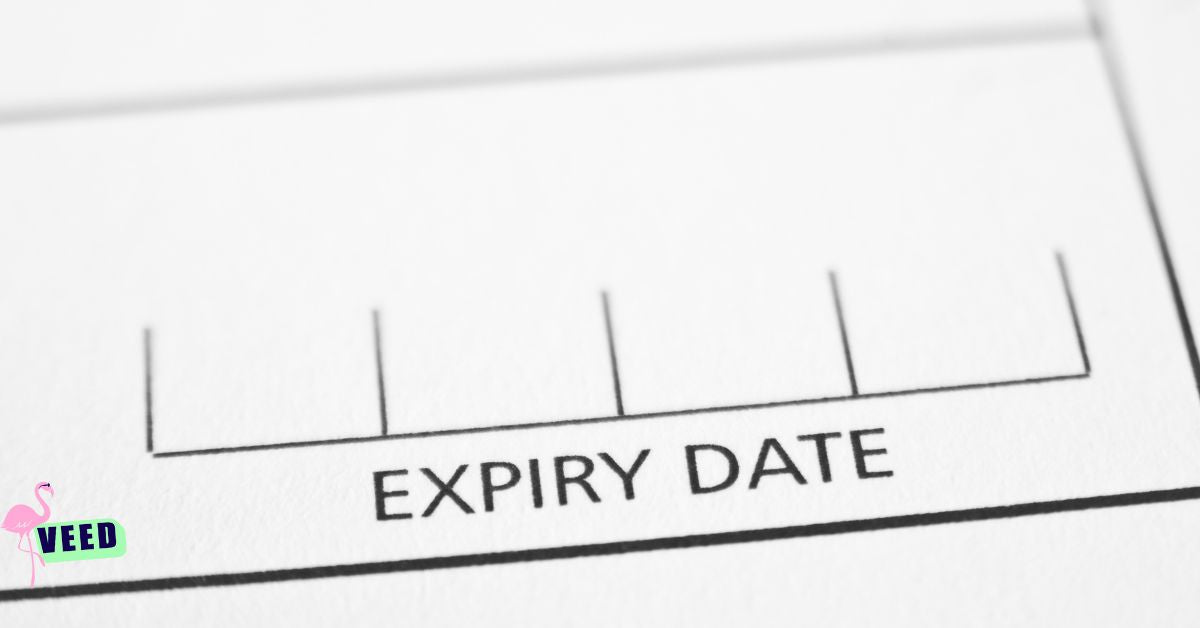 Expiry date label symbolizing how THC gummies expire and the importance of shelf life.